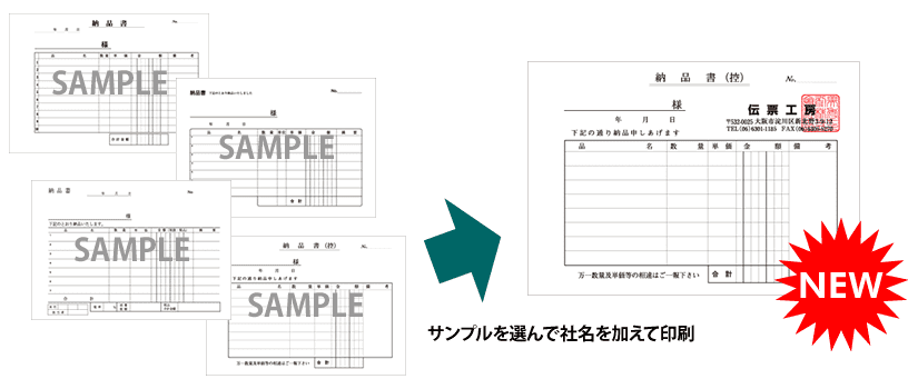 サンプルフォーマットに社名を加えて印刷