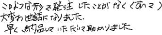 このような形で発注したことがなく大変お世話になりました。早く納品していただいて助かりました